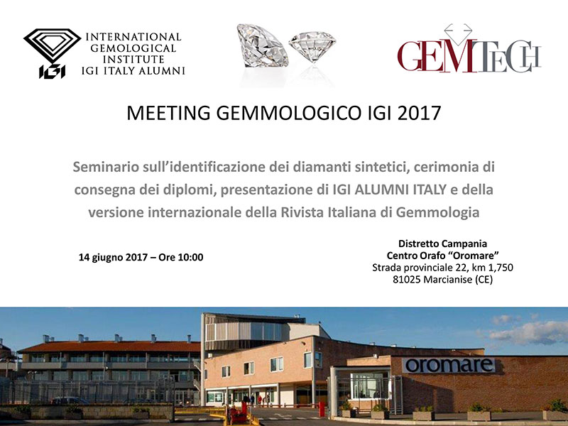 Locandina del seminario gemmologico IGI del 2017 a Marcianise