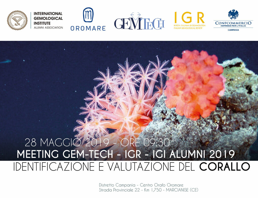 Locandina del Meeting gemmologico sull'identificazione e la valutazione del corallo